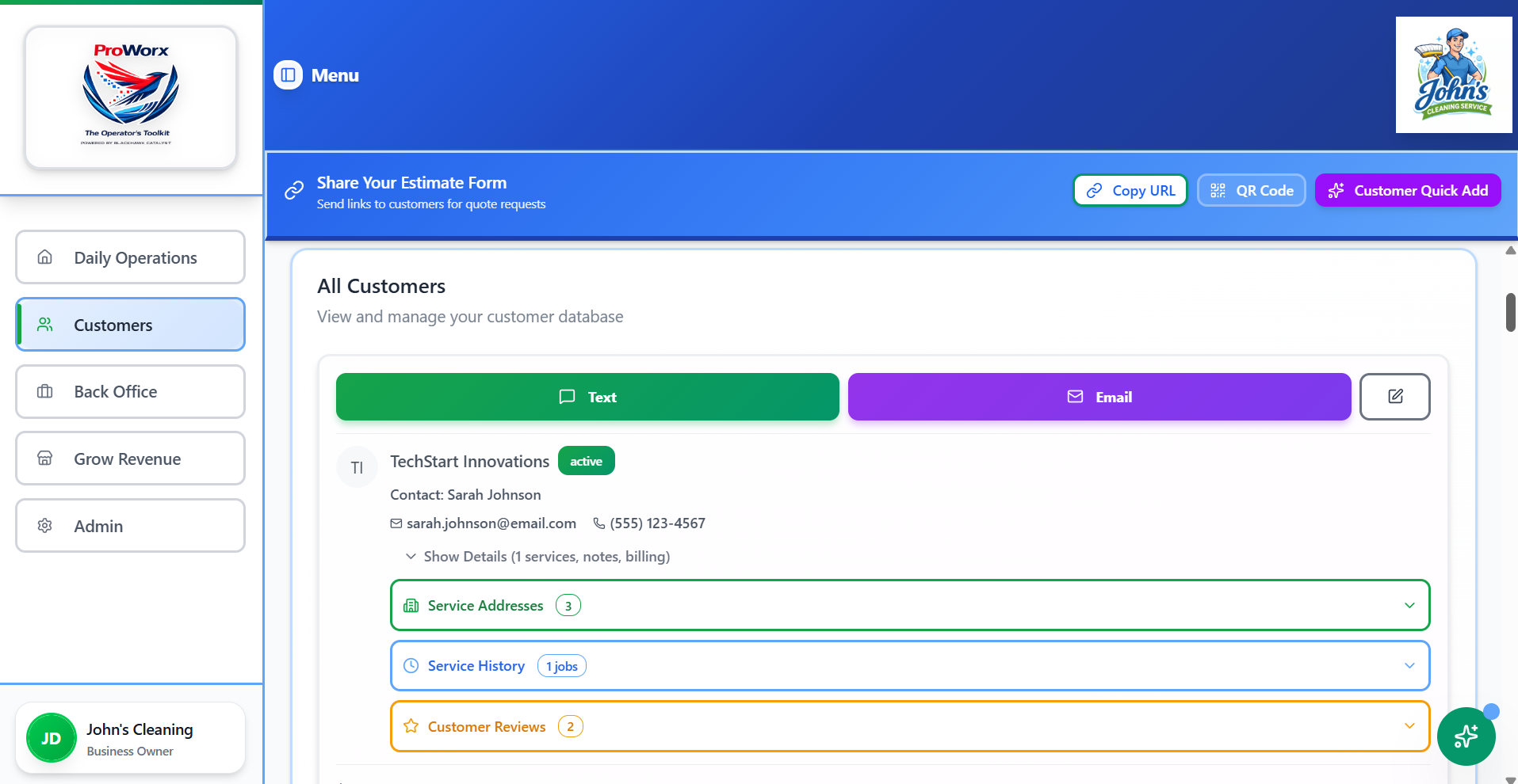 ProWorx customer management