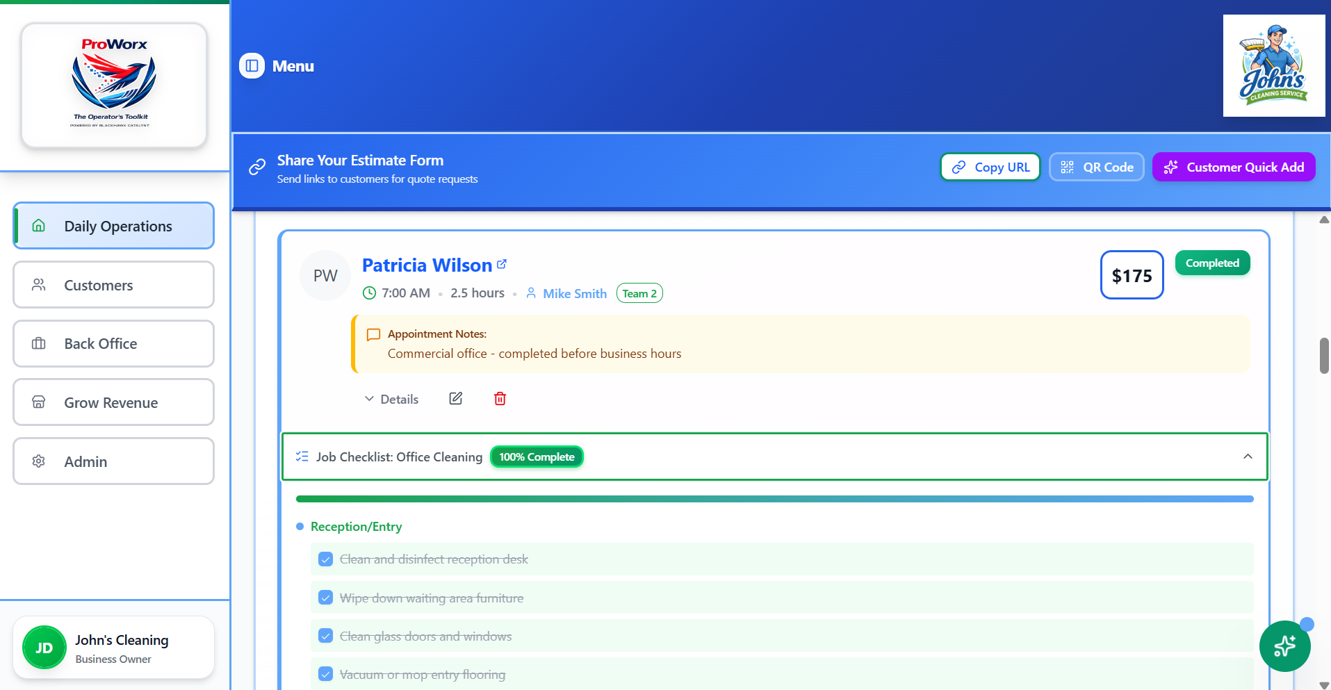 ProWorx job checklist